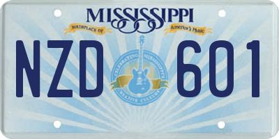 MS license plate NZD601