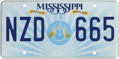 MS license plate NZD665