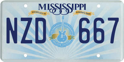 MS license plate NZD667