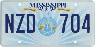 MS license plate NZD704