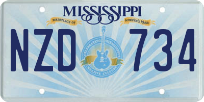 MS license plate NZD734