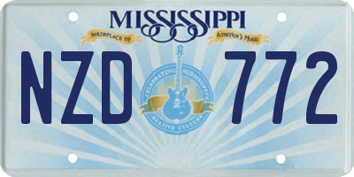 MS license plate NZD772