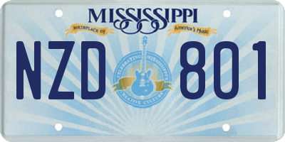 MS license plate NZD801