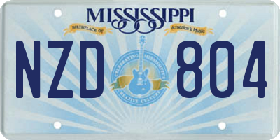 MS license plate NZD804