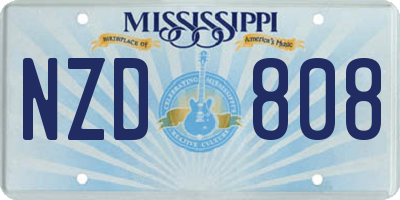 MS license plate NZD808