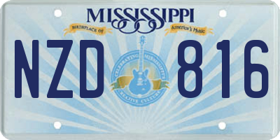 MS license plate NZD816