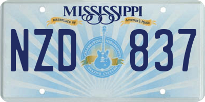 MS license plate NZD837