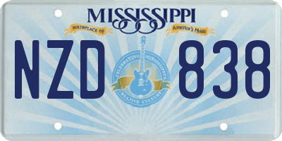 MS license plate NZD838