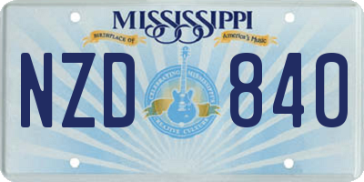 MS license plate NZD840