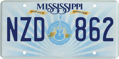MS license plate NZD862