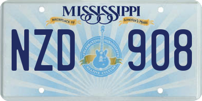 MS license plate NZD908