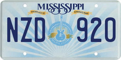 MS license plate NZD920