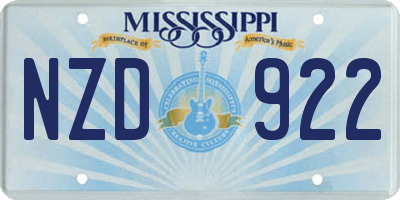 MS license plate NZD922