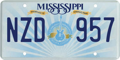 MS license plate NZD957