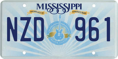 MS license plate NZD961