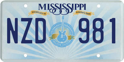 MS license plate NZD981