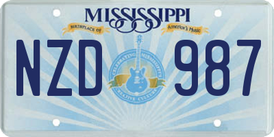 MS license plate NZD987