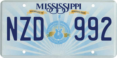 MS license plate NZD992