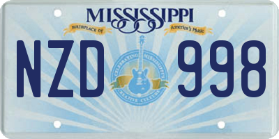 MS license plate NZD998