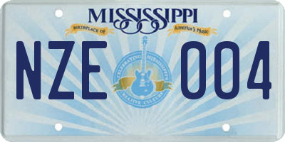 MS license plate NZE004