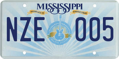 MS license plate NZE005