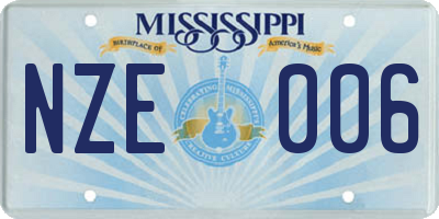 MS license plate NZE006