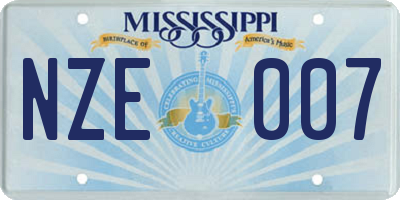MS license plate NZE007