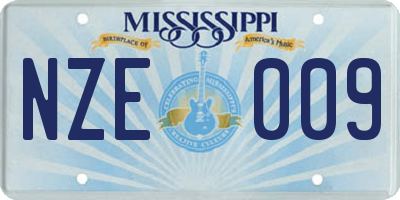 MS license plate NZE009