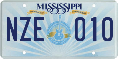 MS license plate NZE010