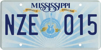 MS license plate NZE015