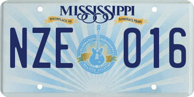 MS license plate NZE016