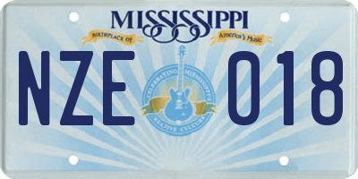 MS license plate NZE018