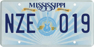 MS license plate NZE019