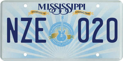 MS license plate NZE020