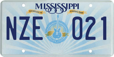 MS license plate NZE021