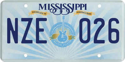 MS license plate NZE026