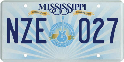 MS license plate NZE027