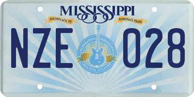 MS license plate NZE028