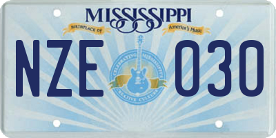 MS license plate NZE030