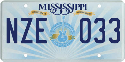 MS license plate NZE033