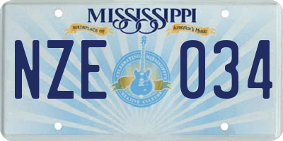 MS license plate NZE034