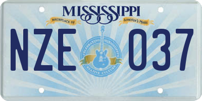 MS license plate NZE037