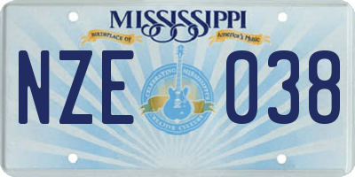 MS license plate NZE038