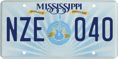 MS license plate NZE040