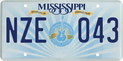 MS license plate NZE043