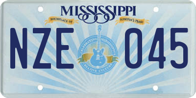 MS license plate NZE045