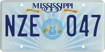 MS license plate NZE047