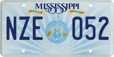 MS license plate NZE052