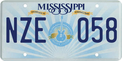 MS license plate NZE058
