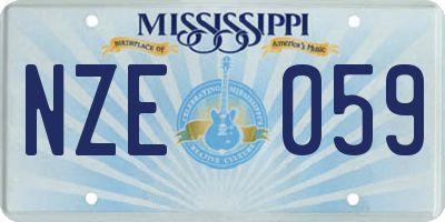 MS license plate NZE059